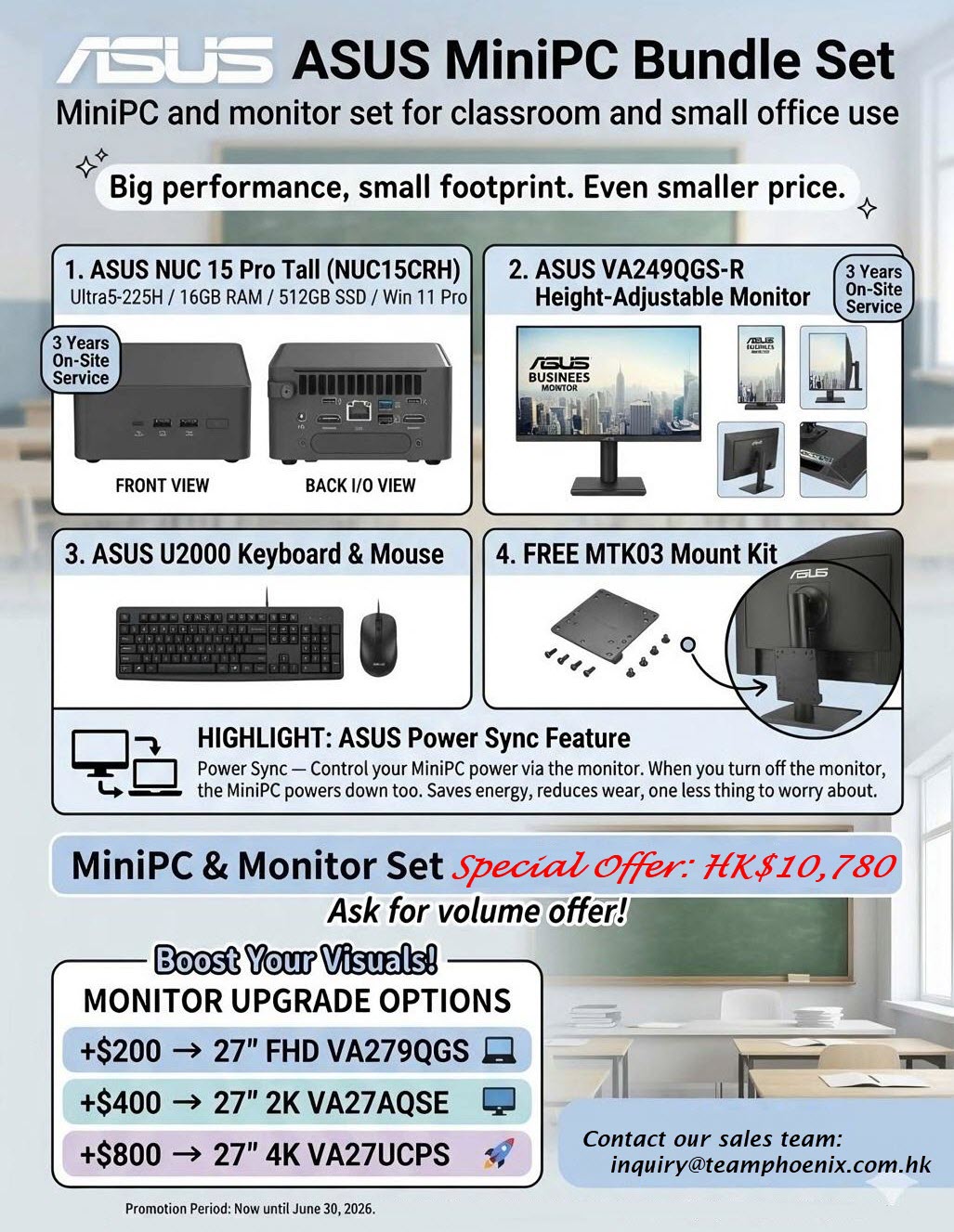 ASUS MiniPC Bundle Set - MiniPC and monitor set for classroom and small office use
